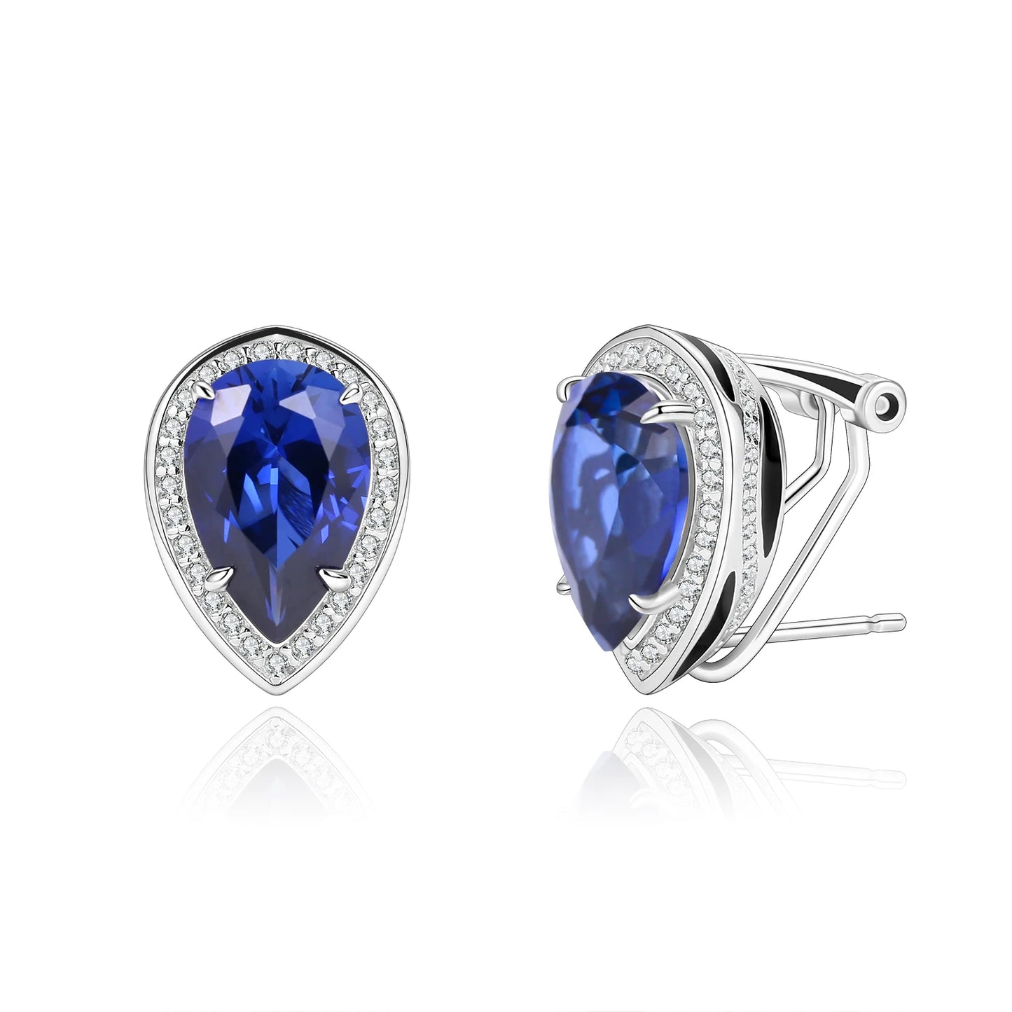 Gems Ballet Lab Blue Sapphire Pear Shape Stud Earrings 925
