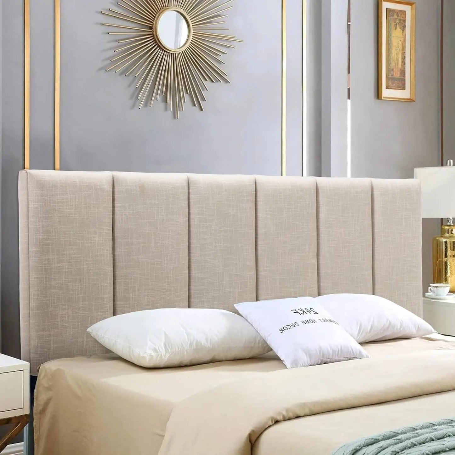 Upholstered Headboard Foldable King Size Headboards Eastern King/California King Linen Panel with Height Adjustments