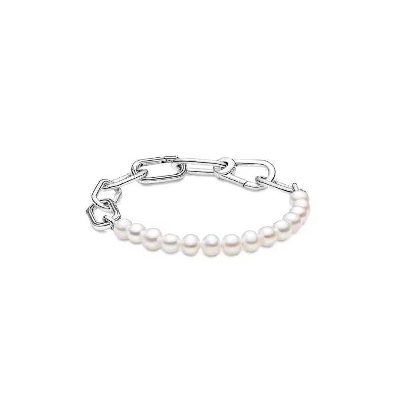 Pulsera de Lujo Plata de Ley 925 Original para Mujer – Compatible con Cuentas Redondas Finas, Joyería 2025