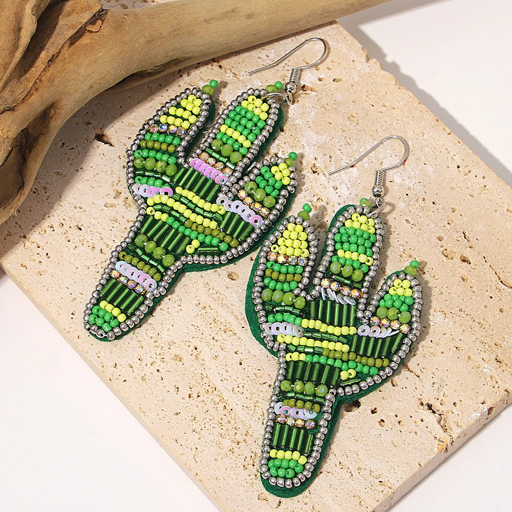 AENSOA Bohemian Starfish Seed Bead Drop Earrings Women