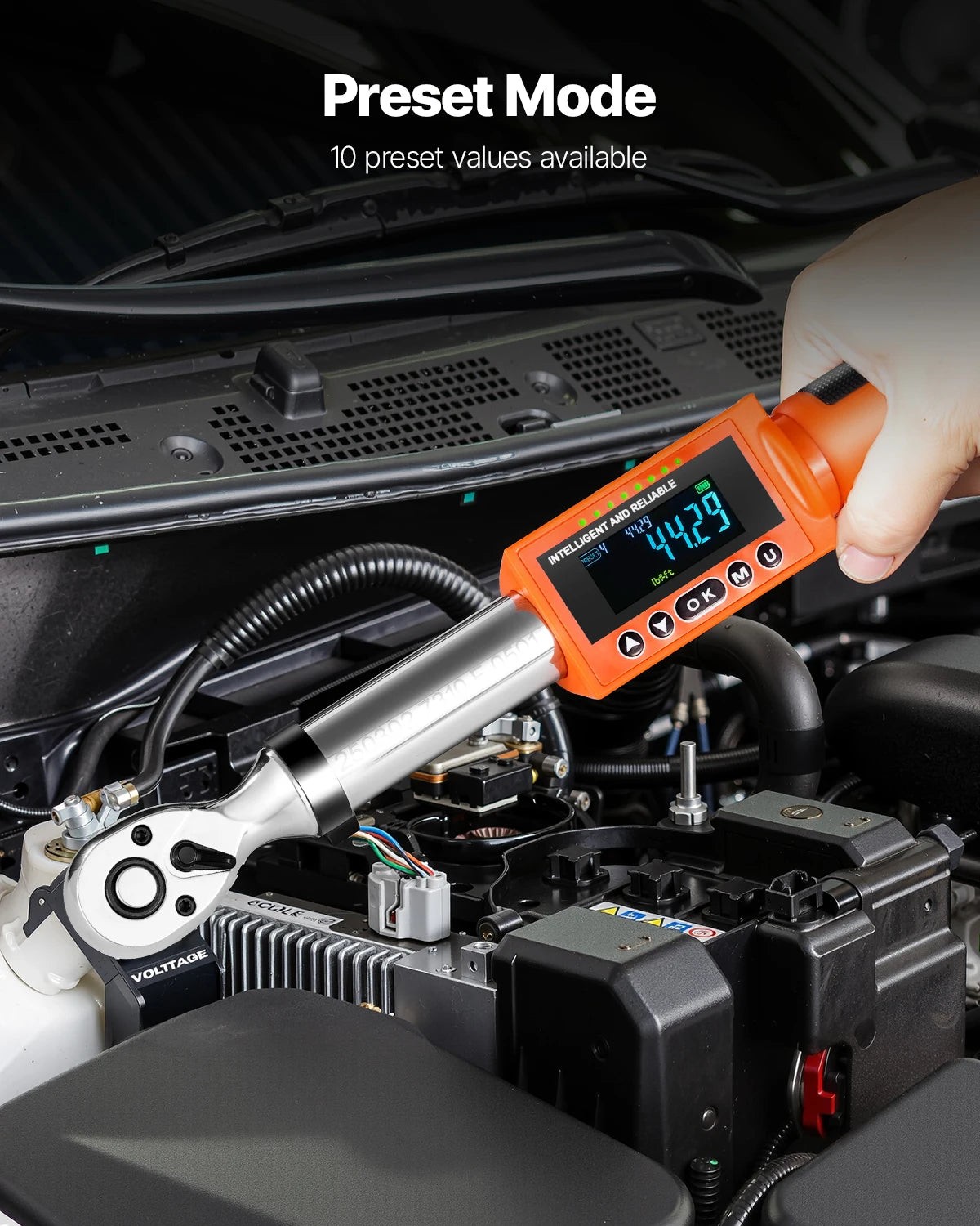 VEVOR Digital Torque Wrench 72-Tooth ±2% High Accuracy Electronic Torque Wrench Preset Value Buzzer and LED Notification