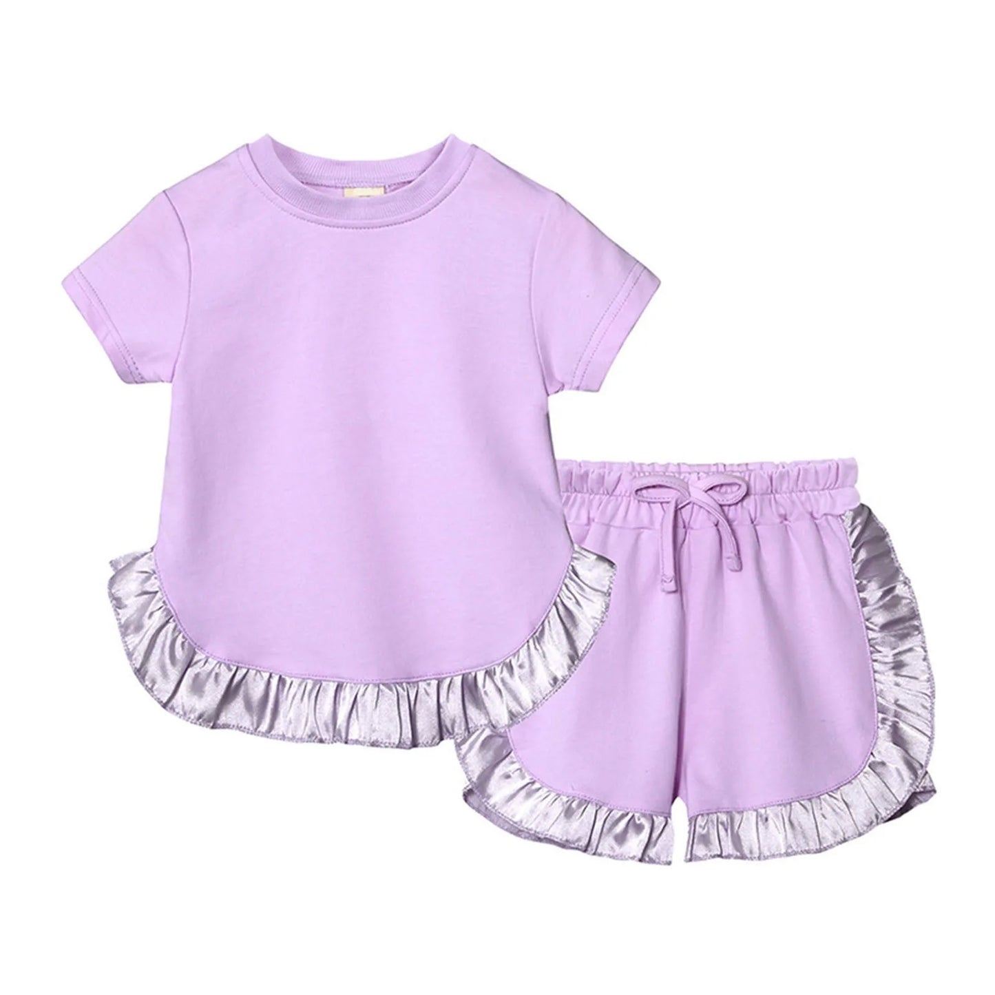 Summer Kids Little Sweet Girls Clothing Sets Cotton Luxury Homewear Top+Shorts Children Clothes Toddler Baby Outfits Suit 2Pcs
