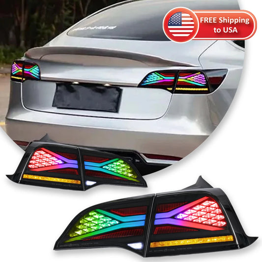 TYPY Car Lights For Tesla Model 3/Y RGB 2019-2022 Taillight LED Projetor Tail Lamp Daytime Running Light Automotive Accessories