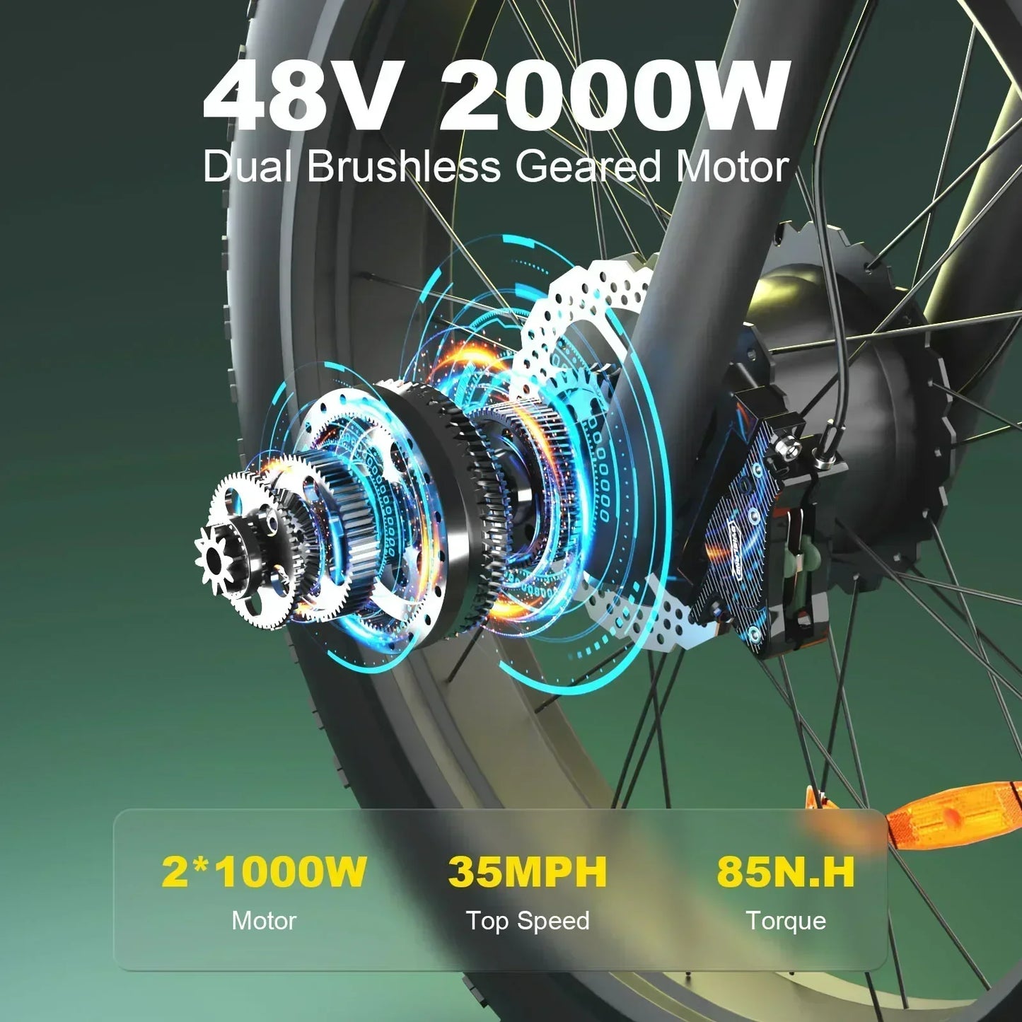 Zeegr S1 Electric bike 2000W Dual Motor 48V 22.4AH battery Full Suspension E bike26inch fat tire Beach Mountain Electric bicycle