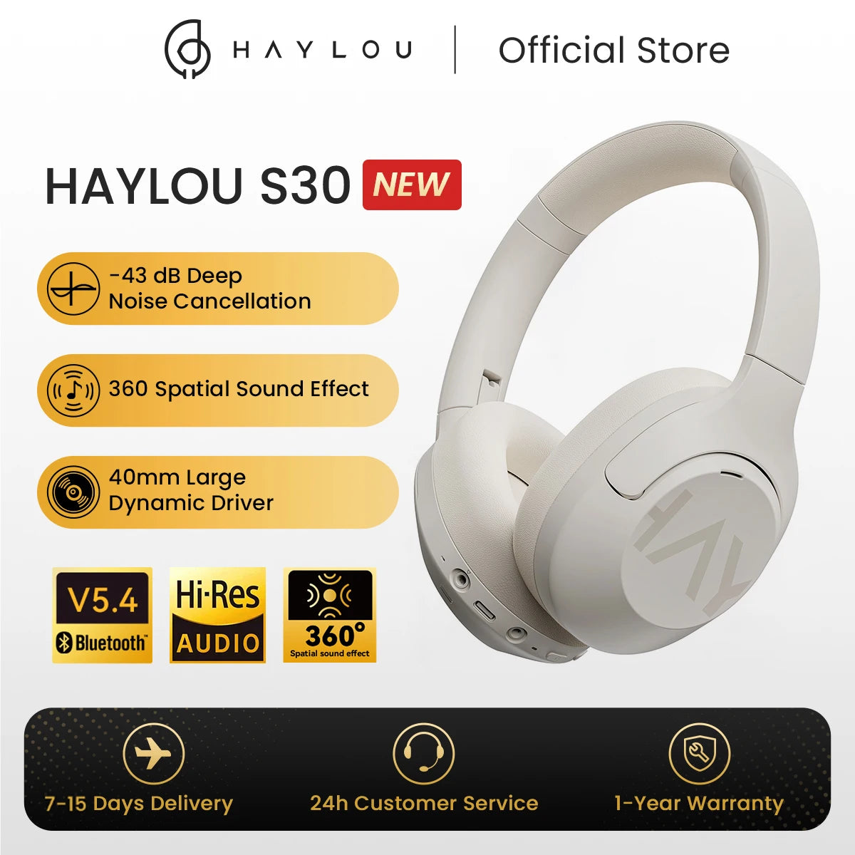 Haylou S30 ANC Headphones Wireless Bluetooth 5.4 HiRes