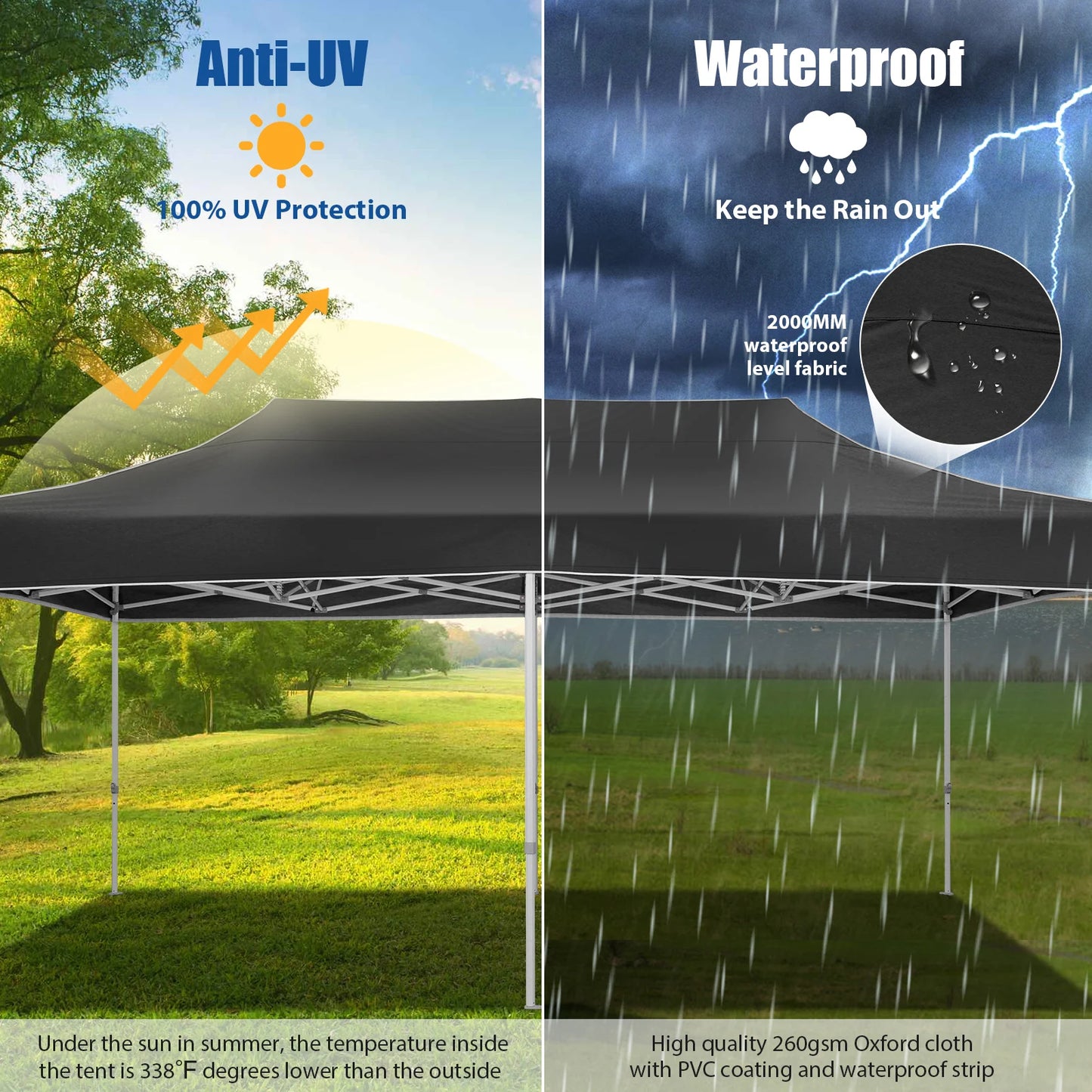 10x20 Heavy Duty Pop Up Canopy Tent for Parties Event Wedding Commercial Instant Canopy with Roller Bag, Party Tent Waterproof