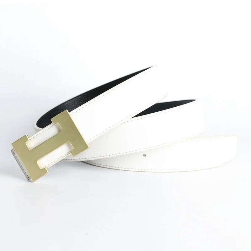 Red Luxury Cowhide Belt For Men Women Genuine Leather