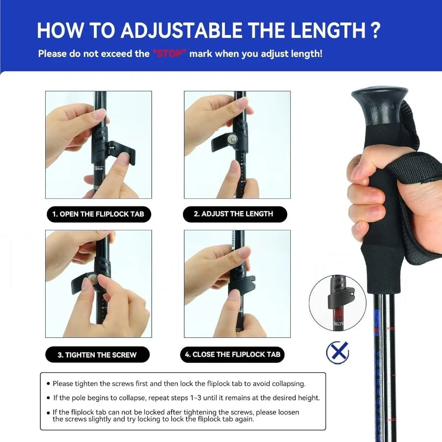Collapsible Trekking Poles 2 Pack Adjustable Sticks
