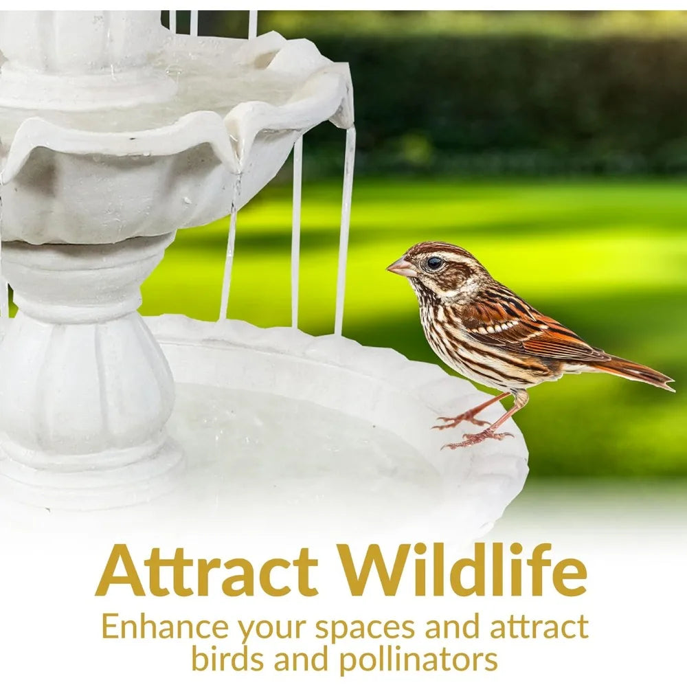 57" H Welcome 3-Tier Water Fountain - Large Electric Water Fountain with Pineapple Topper for Garden, Patio or Yard - White