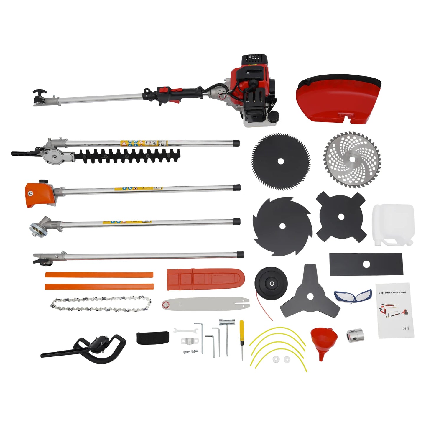 52cc Hedge Strimmer Gasoline 2Stroke Brush Cutter Grass Wacker Weed Eater Lawn Mower Yard Pruner 10 In 1
