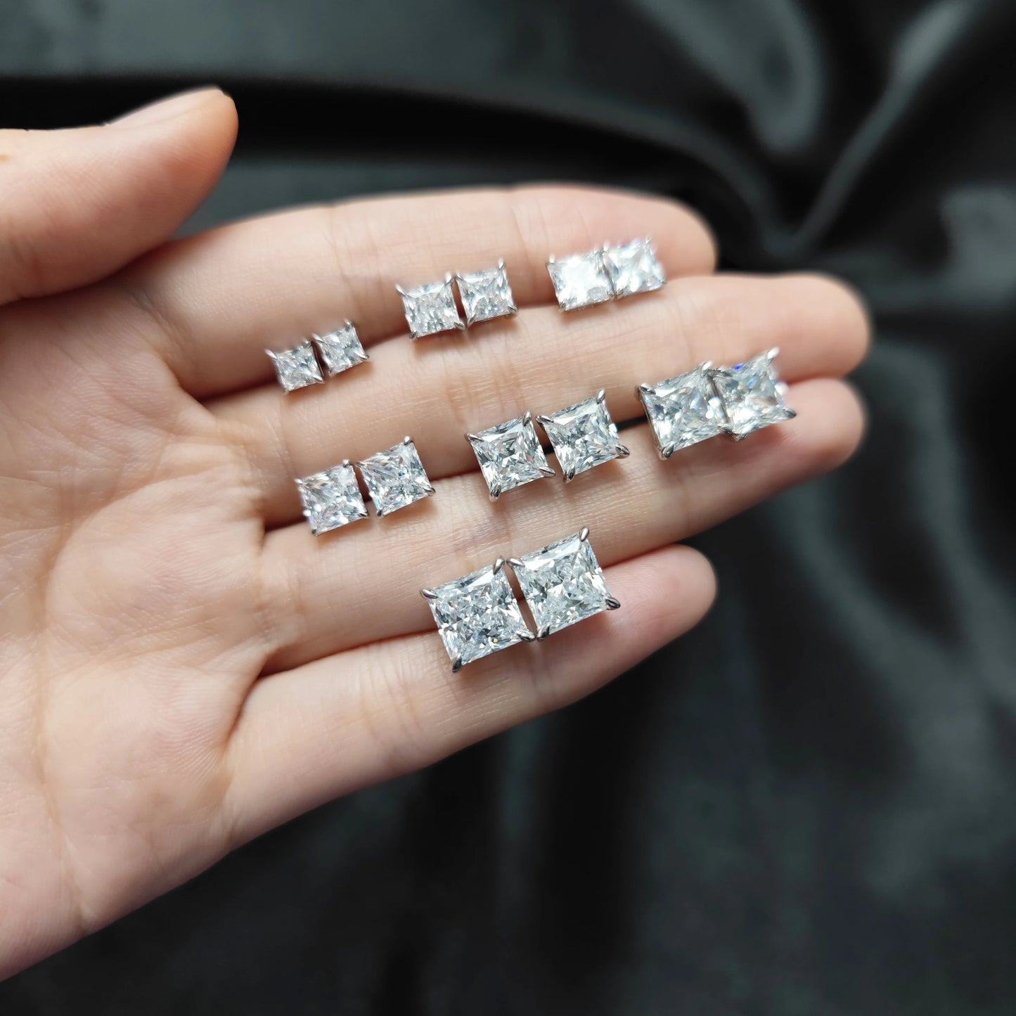 Gems Ballet Moissanite Studs 0.4to3ct D Color 925 Silver