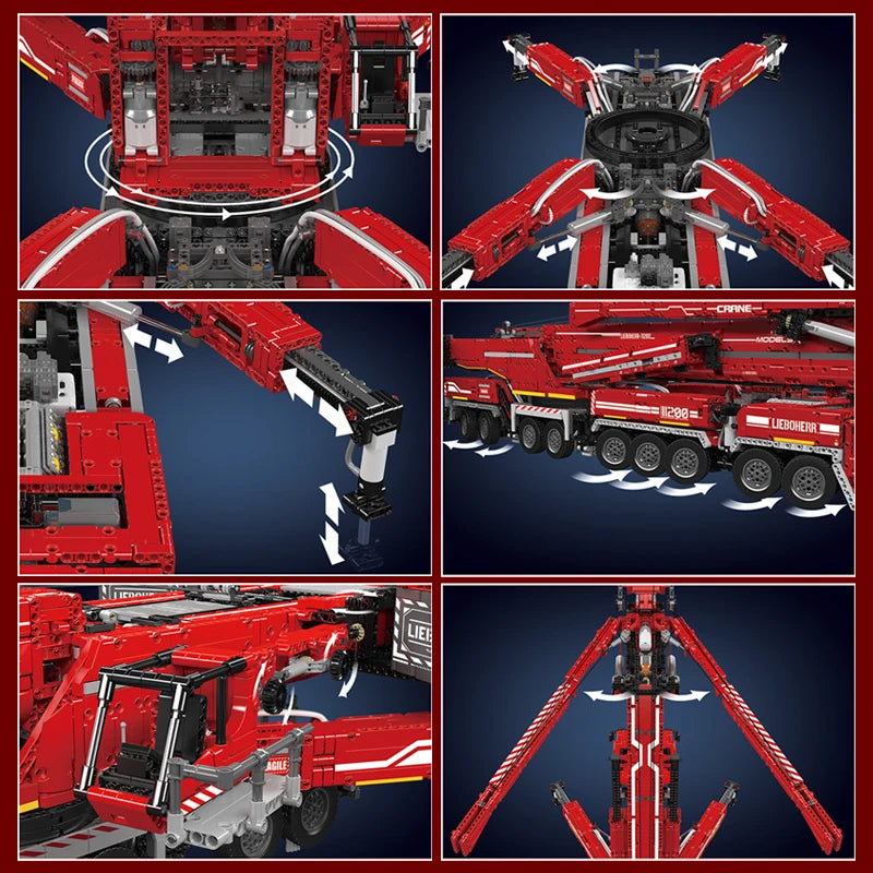 Mould King 17007 17008 Technical Car Toys Motorized LTM 11200 Crane Building Block Assembly Truck Brick Set Kids Christmas Gift