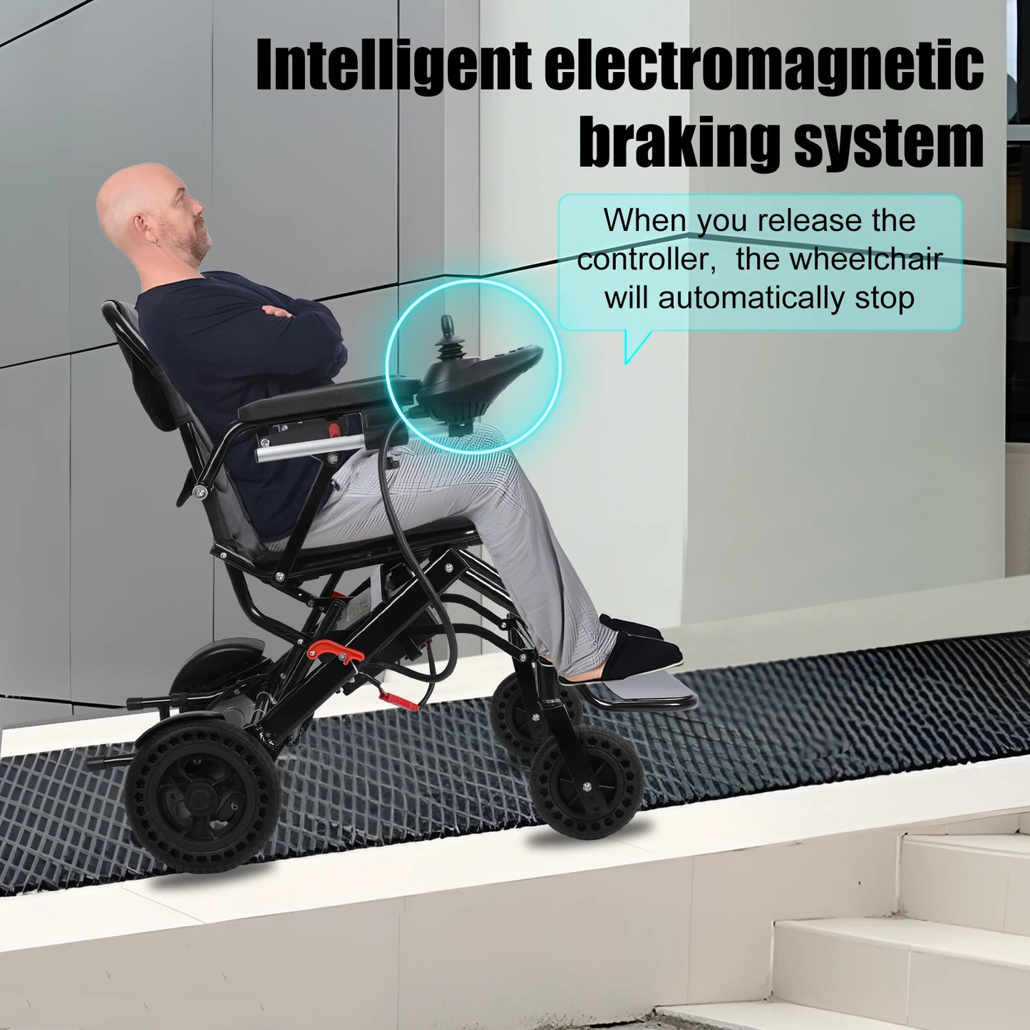 Walker Walking Aid, Electric Wheelchair,Lightweight Electric Wheelchair for Adults, Portable Wheelchair with 500W Motors,12 Mi