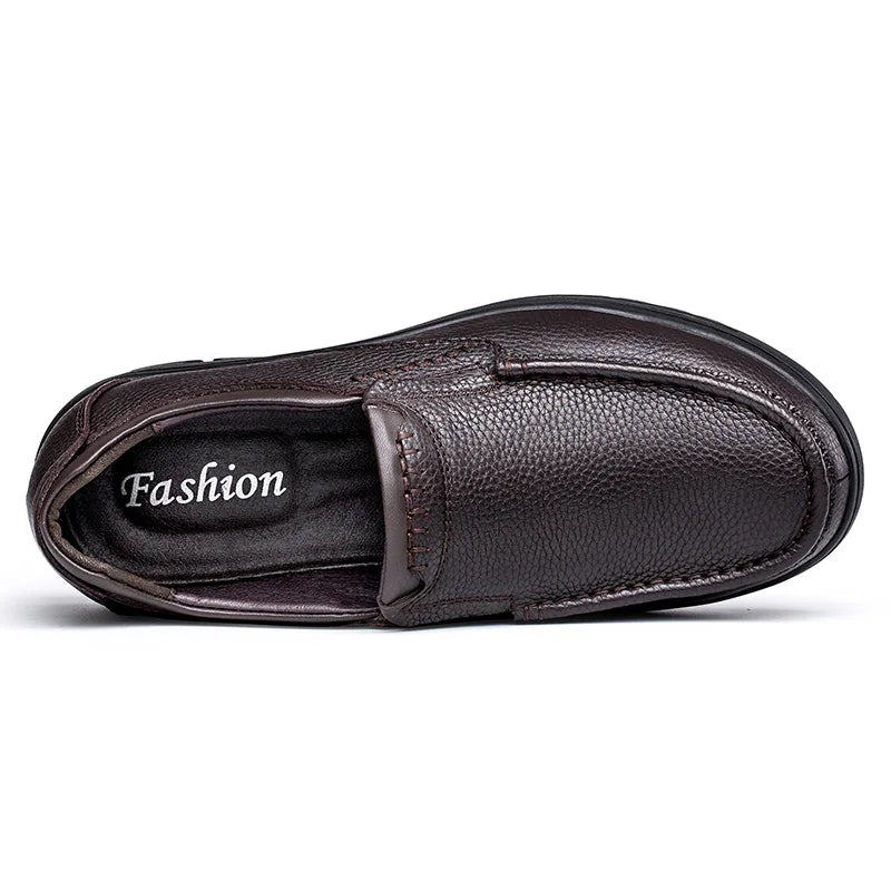 Men's Genuine Leather Slip On Oxford Shoes Business Casual