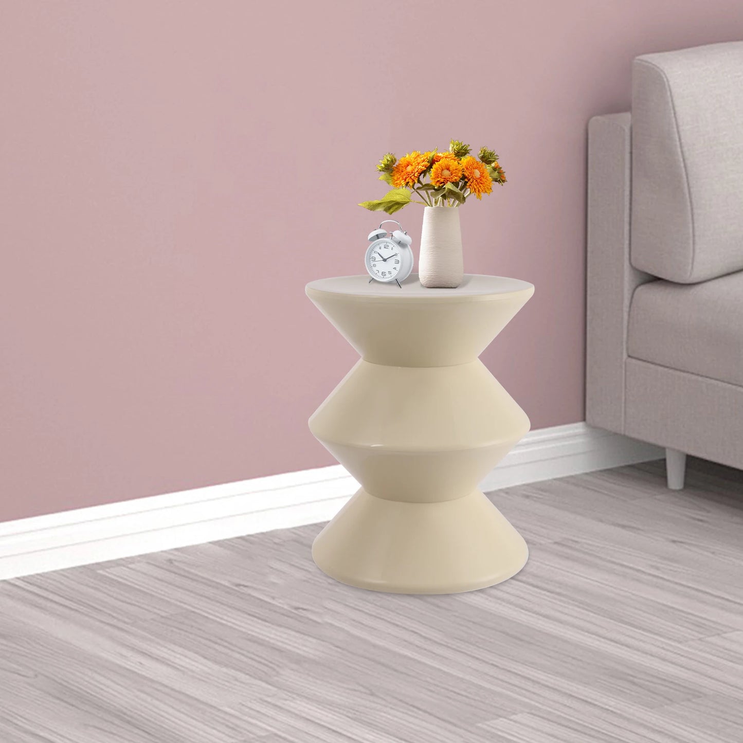 Sofa Side Table Modern White Round End Table Sitting Chair Sofa Side Bedside End Table for Living Room Bedroom Interiors