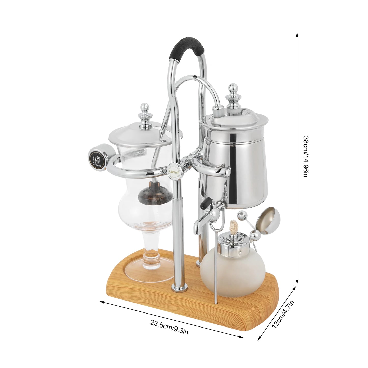 Retro Siphon Coffee Maker 37Qt Capacity Alcohol Lamp with Temperature Control Plastic Filter for Pure Taste Stainless Steel