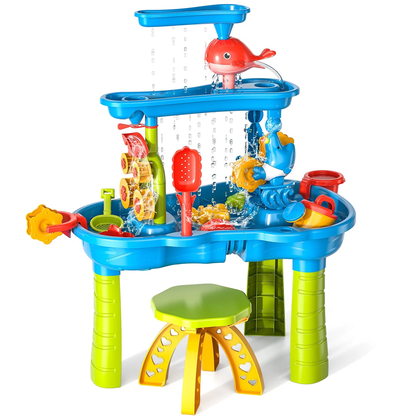 Outdoor sand and water sensory toy with funnel and shovel tools for children aged 3-8, beach and summer toys for boys and girls