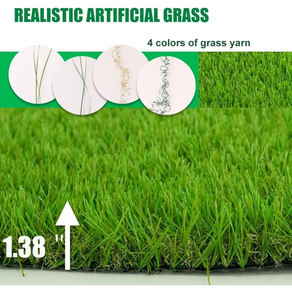 9FT x 27FT Artificial Turf 1.38inch Simulated Synthetic Fake Grass with Drainage Holes, Reusable Grass Urinal for Dogs, Backyard