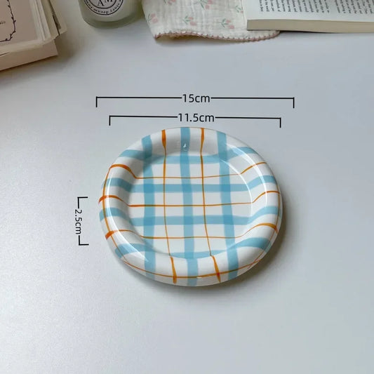 Cute Korean Ceramic Plate Unique Plate For Cake Food Dinner Breakfast Dessert Salad Decorative Dish Table Decorations Small dish