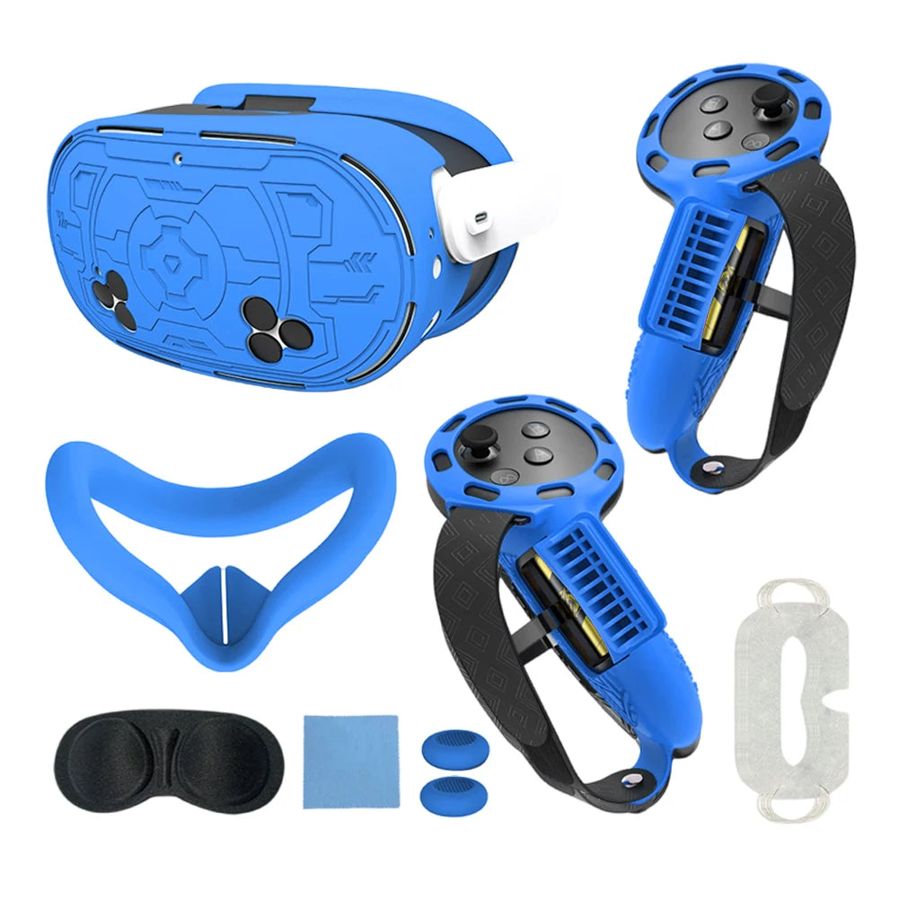 7Pcs VR Accessories Anti-Fall for Meta Quest 3S VR Protective Accessories Set VR Face Cover Controller Grips Cover Joystick Caps