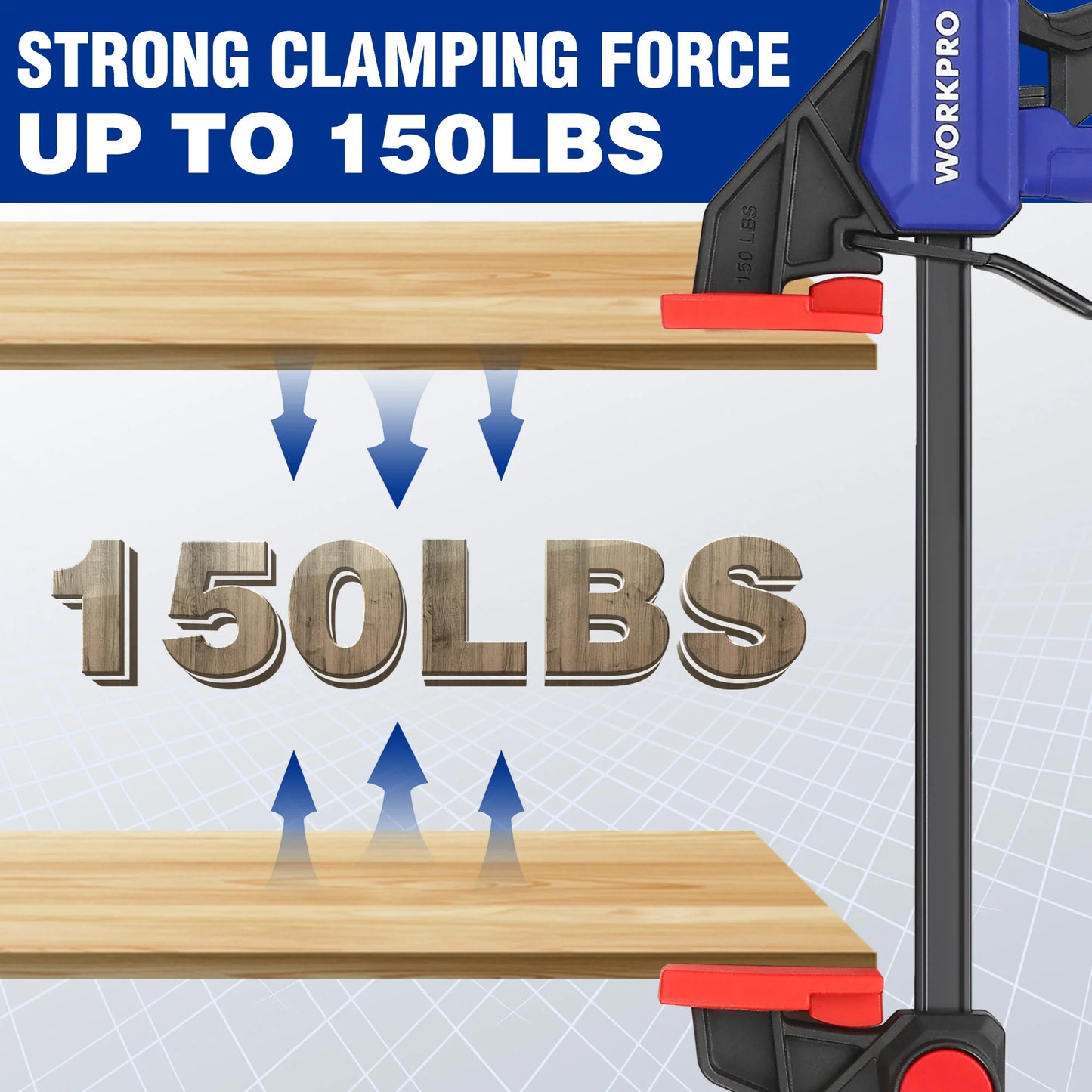 WORKPRO Bar Clamps for Woodworking One-Handed Clamp/Spreader, 6-Inch and 12-Inch Wood Clamps Set, Light-Duty Qui