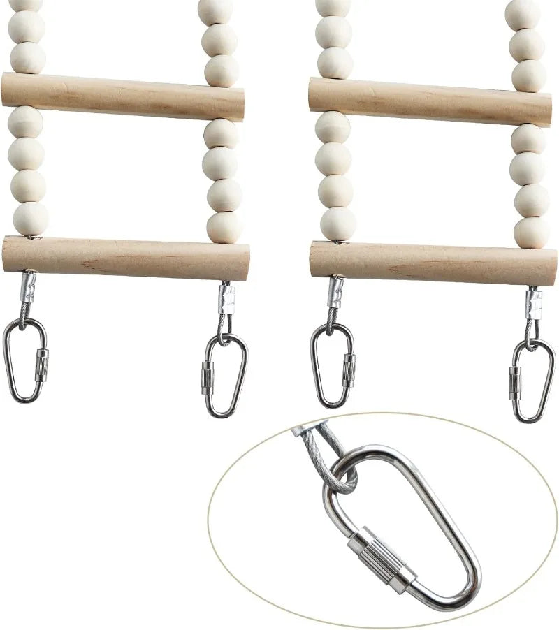 Wooden Bird & Hamster Ladder Bridge, 28-Step Climbing Toy for Parrots, Rats, Squirrels, Parakeets