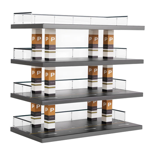 1:64 Scale Model Car Display Case – 4-Tier Acrylic & Wood Garage Diorama with Storage & Dust Protection