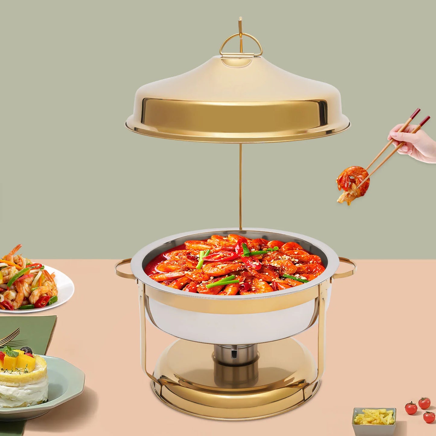 Bymaocar 9L Chafing Dish Buffet Set Stainless Steel with Top Lid Buffet Servers and Warmers for party restaurants,hotels,schools