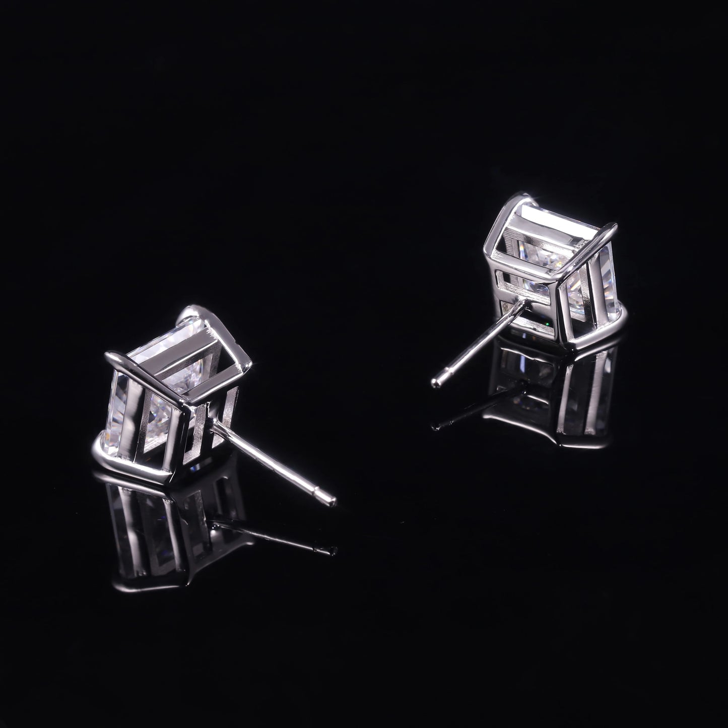 Gems Ballet Moissanite Studs 0.4to3ct D Color 925 Silver