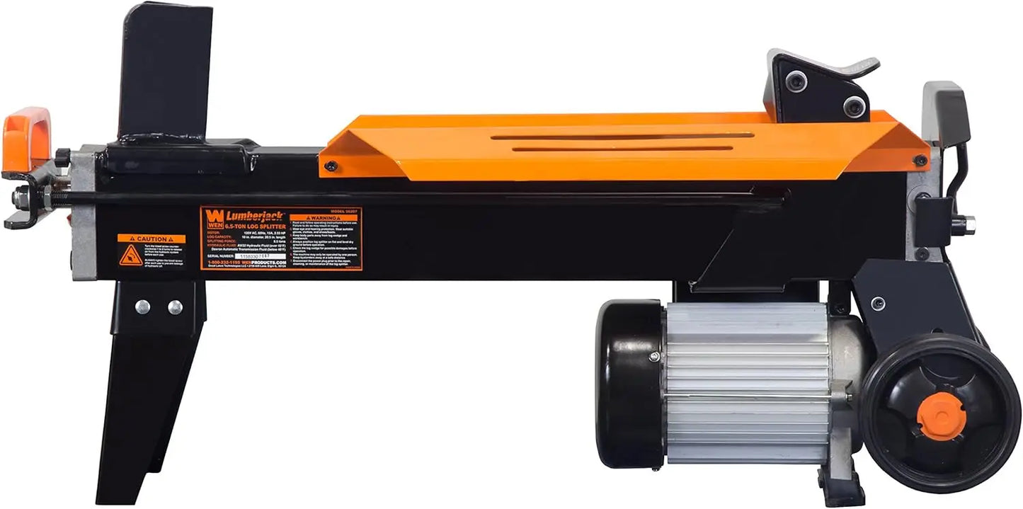 Electric Log Splitter, 6.5-Ton Capacity with Portable Stand (56208) 15A Motor 34-Inch Stand