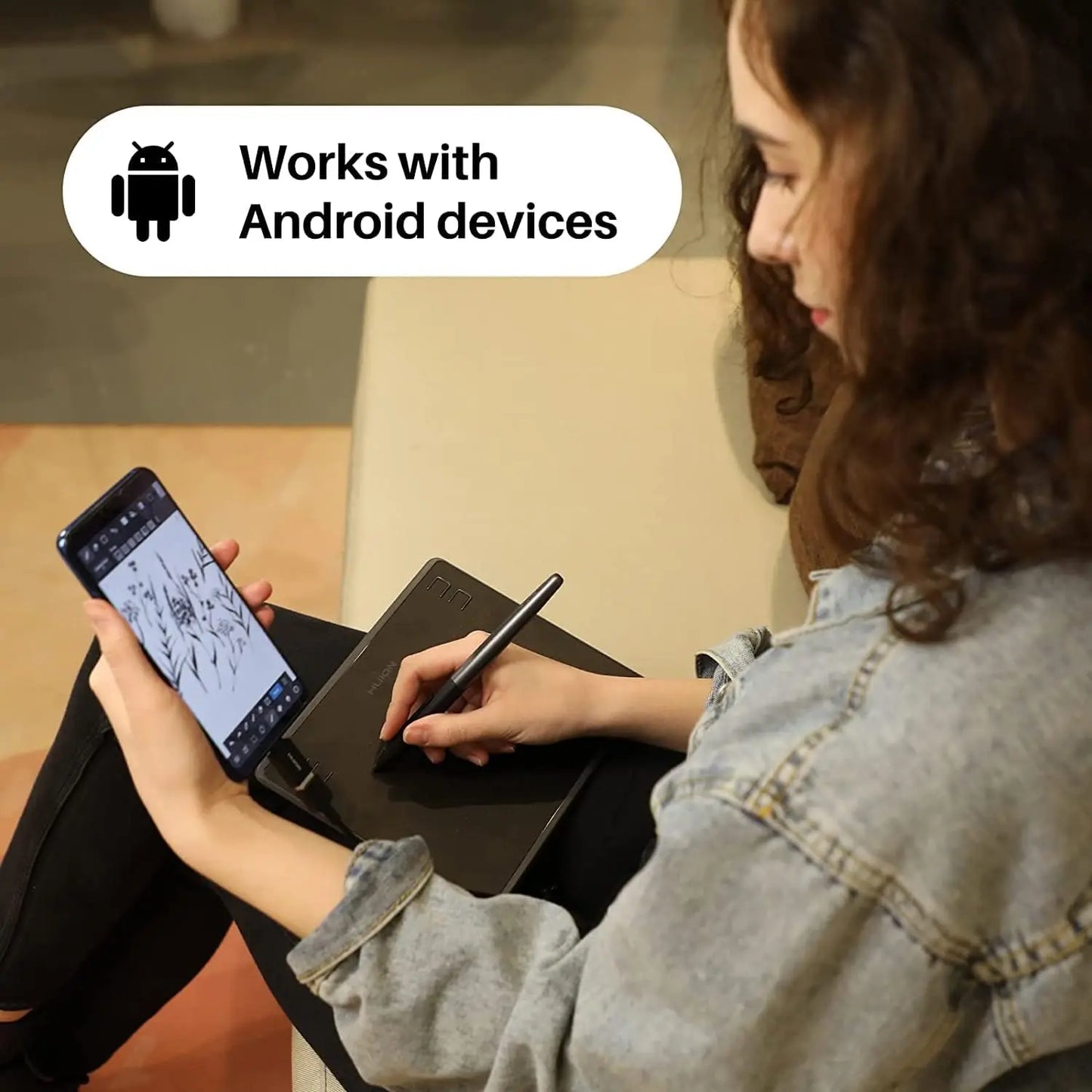 HUION HS64 6x4 Inches Graphic Drawing Tablets Phone Tablet Painting Tools with Battery-Free Stylus for Android Windows and macOS