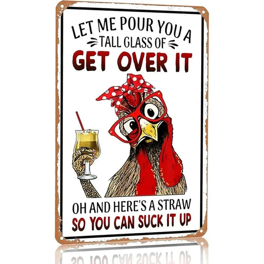 FarmLaughs Whimsical Chicken Sign | Funny Aluminum Decor | Farmhouse/Garden Wall Art | Rustic Aluminum, Chicken Yoga & Hen House