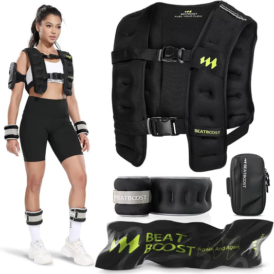Weighted Vest for Women Men 10lb/15lb/20lb/25lb/30lb/35lb/40lb Weight Vest with Ironsand for Strength Training Running Walking W