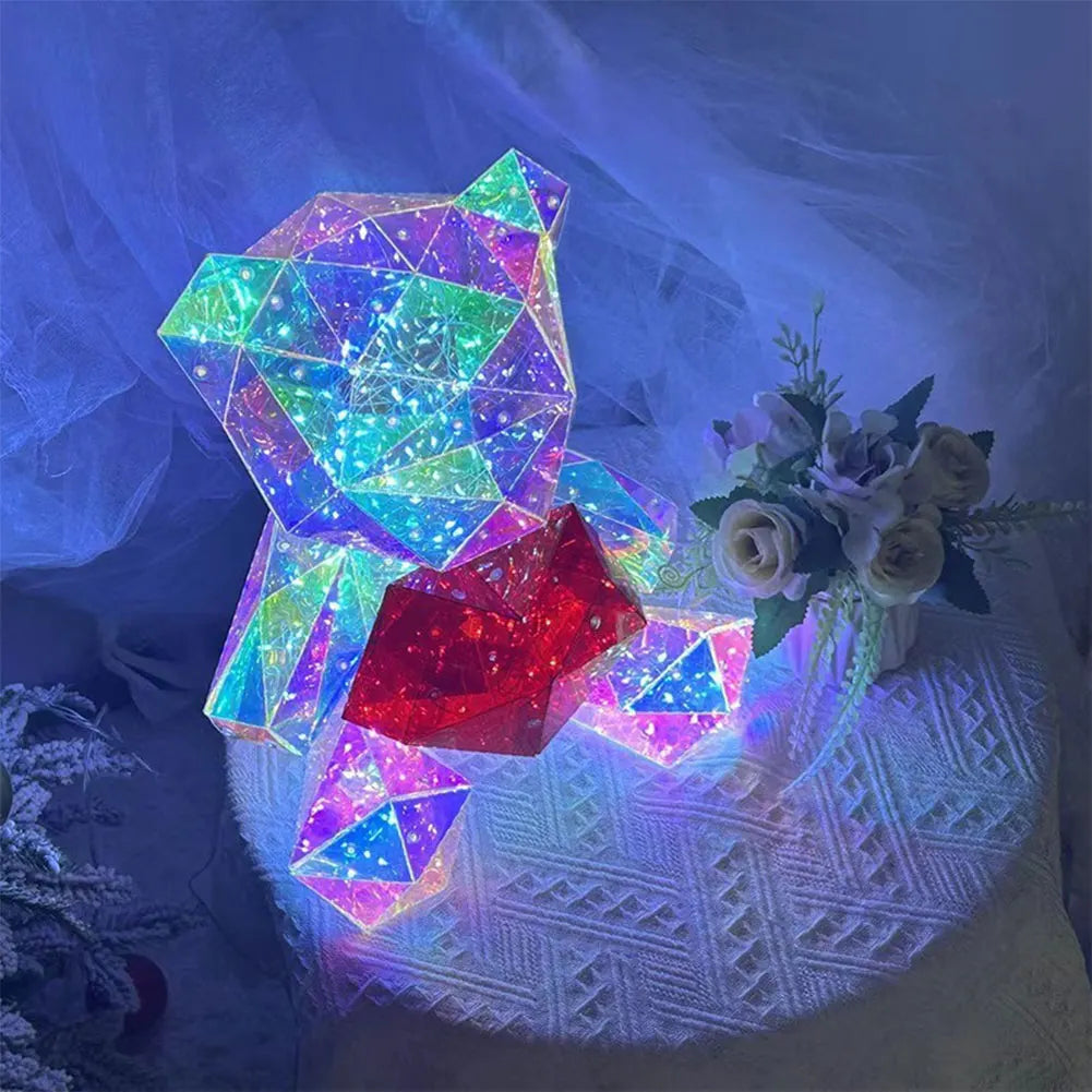 LED Light Up Teddy Bear Doll Valentine's Day Gift 20cm Romantic Surprise Bear Lamp Anniversary Birthday Gifts Bedroom Decor