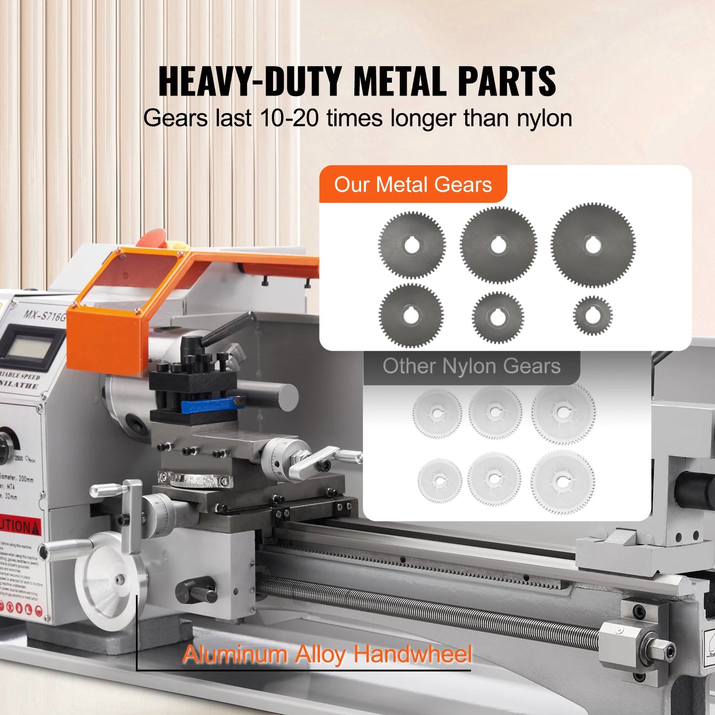 SucceBuy Brushless Mini Metal Lathe  7''x16'' / 180mm*400mm 800W Digital Display Continuously Variable Metalworking Turning