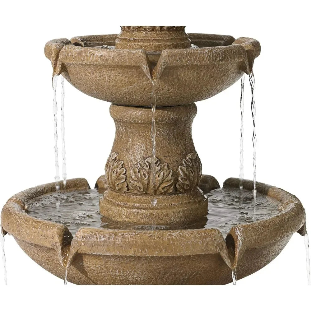 Italian Outdoor Floor Bubbler Fountain and Waterfalls 57" High 3 Tiered Basins Decor for Garden Patio Backyard Deck Home Lawn