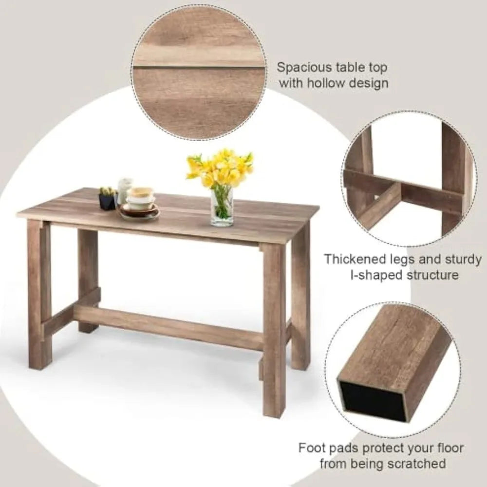 Rectangular Rustic Counter Kitchen Table, Multifunctional Wood Farmhouse Kitchen Dining Table for Bar, Dining Room, Apartment