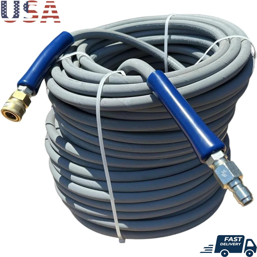 AHS295 Pressure Washer Hose 3/8" x 200' Quick Connect Non-Marking Vinyl Bend Restrictors 250°F Commercial Grade 1-Wire 4200 PSI