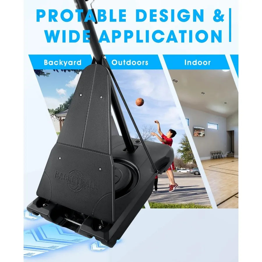 Portable Basketball Hoop Outdoor 6.9FT 10FT Adjustable Basketball Hoop for and Adults in Outdoor Indoor with Sturdy PE Base and