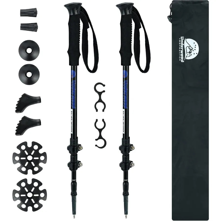 Collapsible Trekking Poles 2 Pack Adjustable Sticks