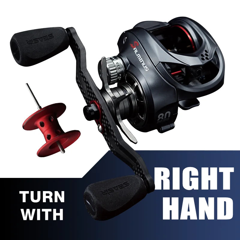 Seasir Salminus Baitcasting Fishing Reel Max Drag 12Kg 8.0:1 High Gear Ratio Metal Aluminum Frame coil