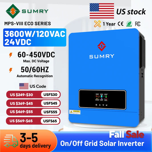 Sumry 3.6kW Hybrid Solar Inverter 110 120V 24V MPPT 120A