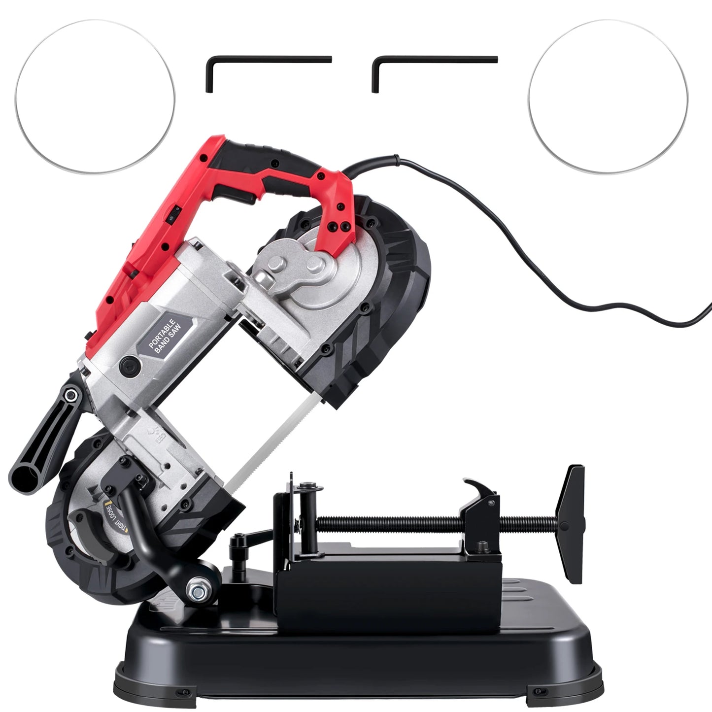 SucceBuy Portable BandSaw 5Inch Cutting Capacity Cordless Variable Speed 10Amp Motor Deep Cut Bandsaw for Metal Wood Pipes Rebar