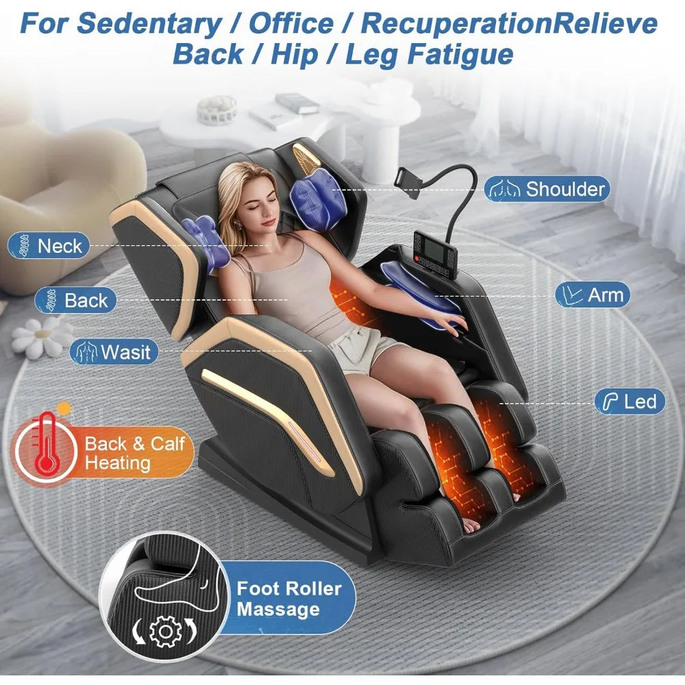 Massage Chair Full Body, Zero Gravity Massage Chair 2025 for Back Fatigue with 10 Fixed Rollers, Airbags, Phone Controller