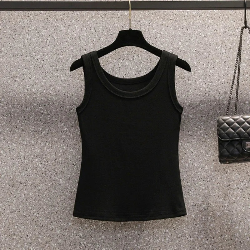 2025 Casual Cotton Comfortable Plus Size Tank Top Women Summer New Sleeveless Tops Wearing Outside Oversized Camisole