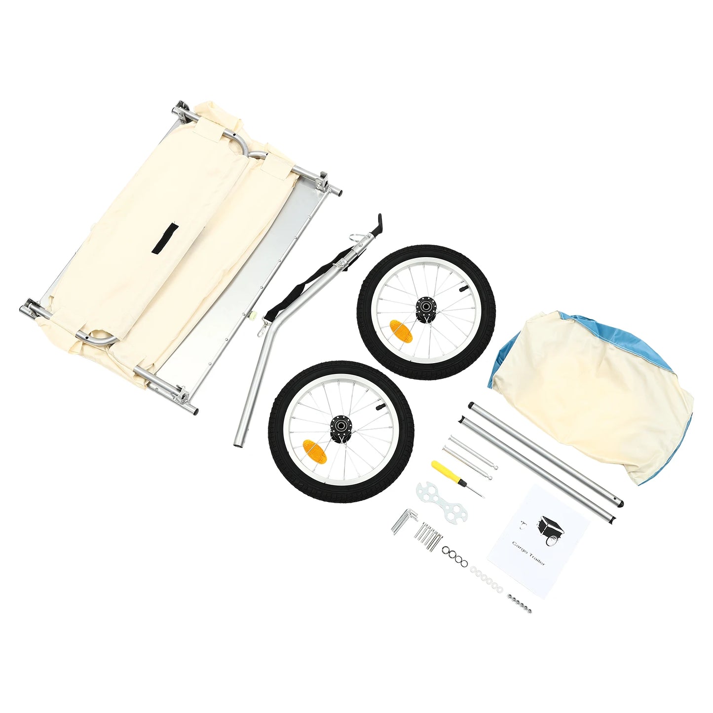 50kg/110lbs Bike Cargo Trailer Bicycle Wagon Cart with Waterproof Cover Fits 24"/26” Bike Wheel