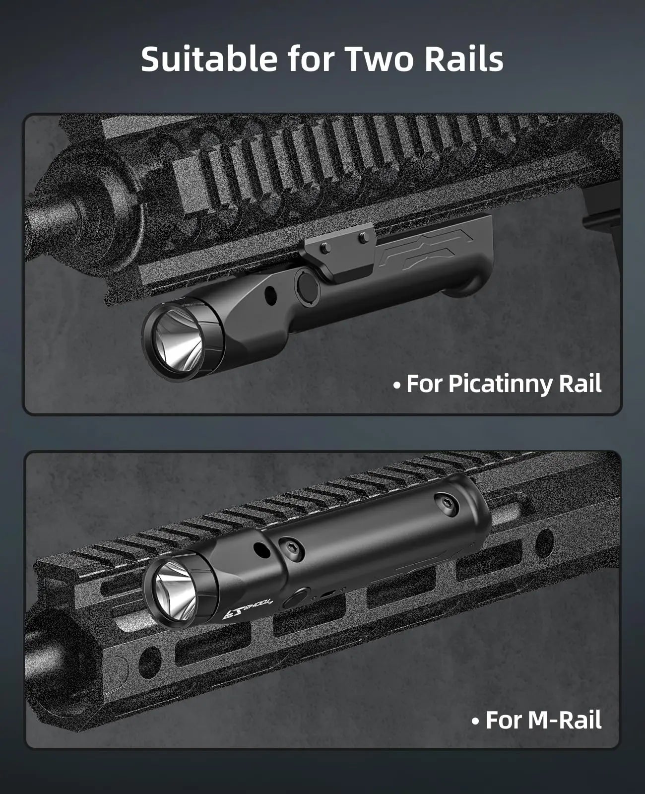 EZshoot 1700 Lumens Tactical Flashlight with High Brightness Rechargeable LED Light with Strobe Mode for M-Rail & Picatinny Rail