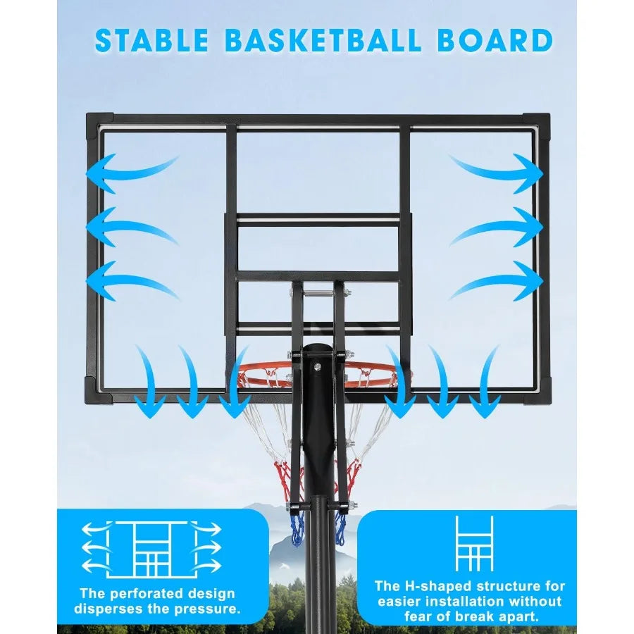 Portable Basketball Hoop Outdoor 6.9FT 10FT Adjustable Basketball Hoop for and Adults in Outdoor Indoor with Sturdy PE Base and