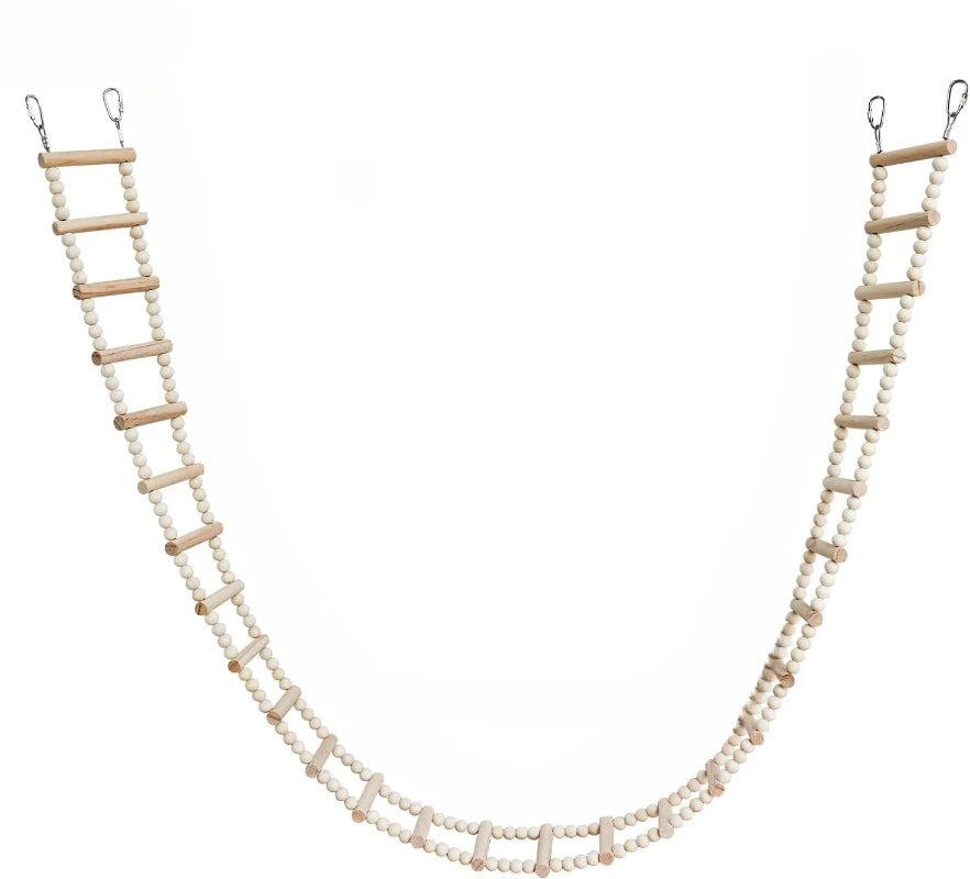 Wooden Bird & Hamster Ladder Bridge, 28-Step Climbing Toy for Parrots, Rats, Squirrels, Parakeets