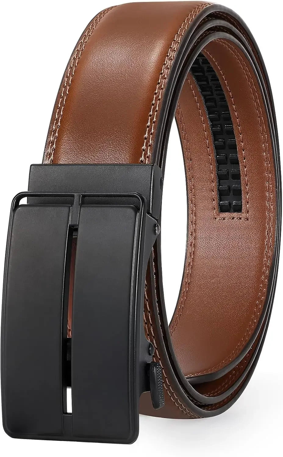 Mens Leather Ratchet Belt Automatic Buckle 1 3 8 Dress Belt